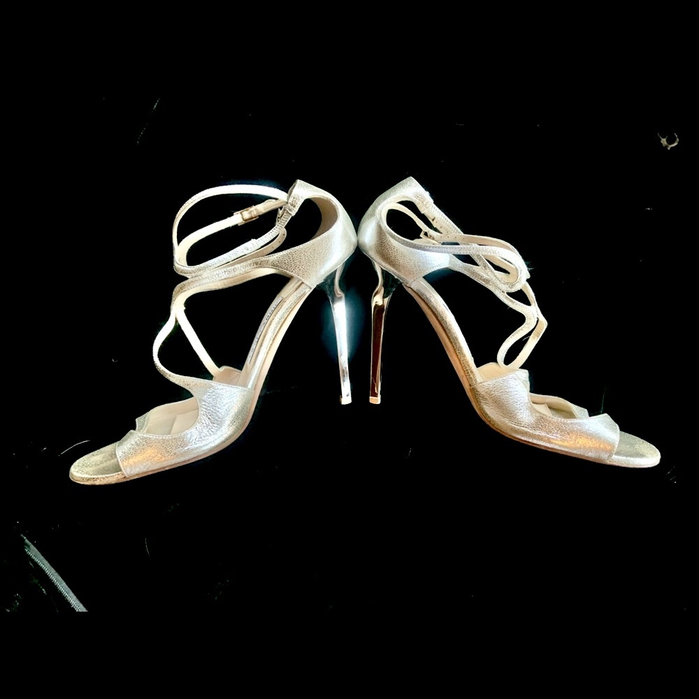 EUC. JIMMY CHOO LANCE Dusty Glitter Silver stiletto high heels. - Picture 10 of 16